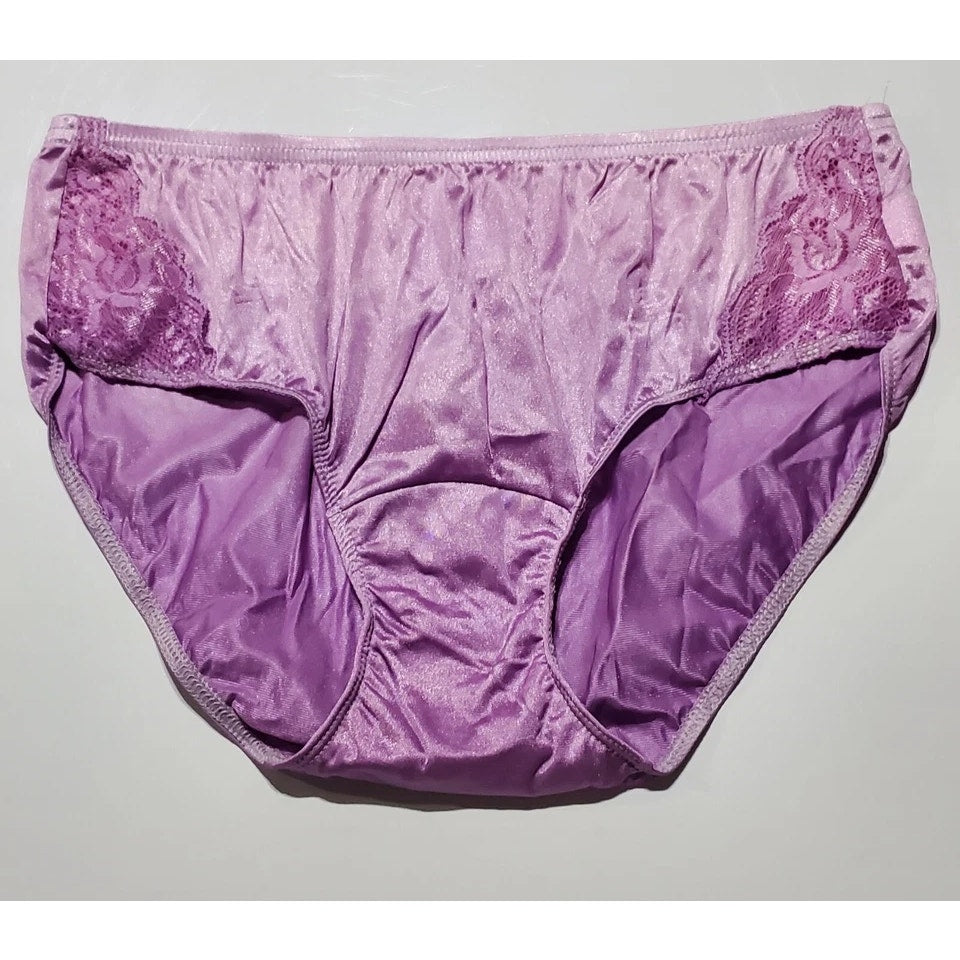 Shadowline 11182 Lace Insets Bikini Panty Nylon Ombre Sherbert Pink Purple 5/S