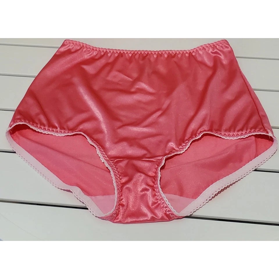 Vanity Fair 40301 Full Coverage Brief Panty Shiny Nylon Very Pink White Trim 12