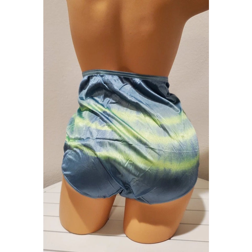 Shadowline 17082 Full Cut Brief Nylon Lace Panty Rainbow Shift Green On Green 7