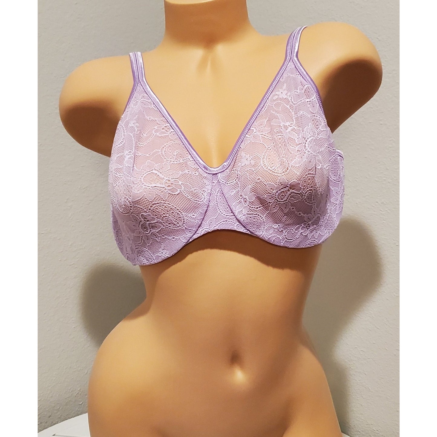 Victoria's Secret Vintage Floral Lace Unlined Bra Semi Sheer Purple 38DD