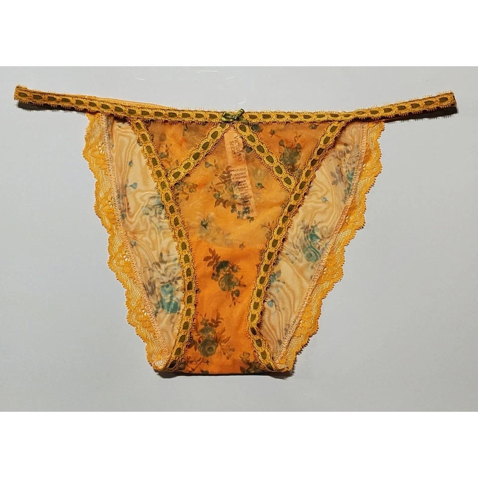 Victoria's Secret Dream Angels Bikini Panty Sheer Floral Print Electric Orange