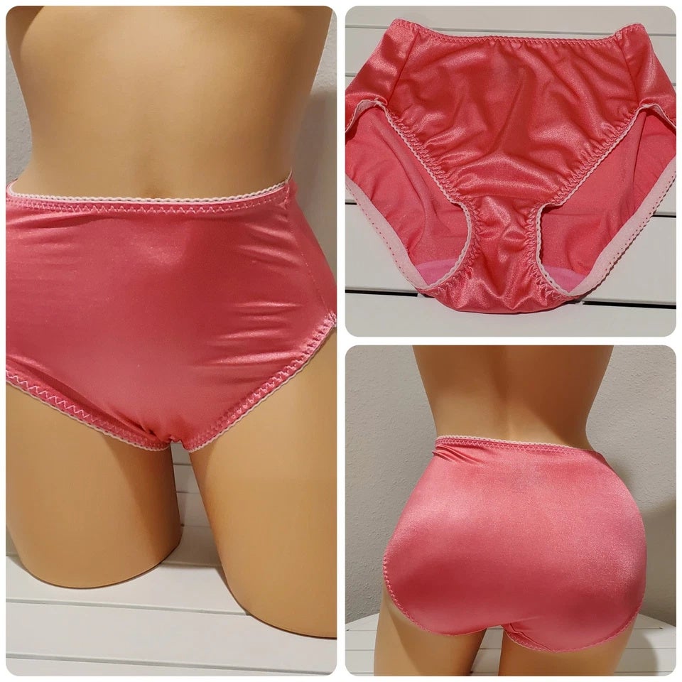 Vanity Fair 48301 Nylon Stretch Hi Cut Brief Panty Mystic Pink White Trim 9/2XL