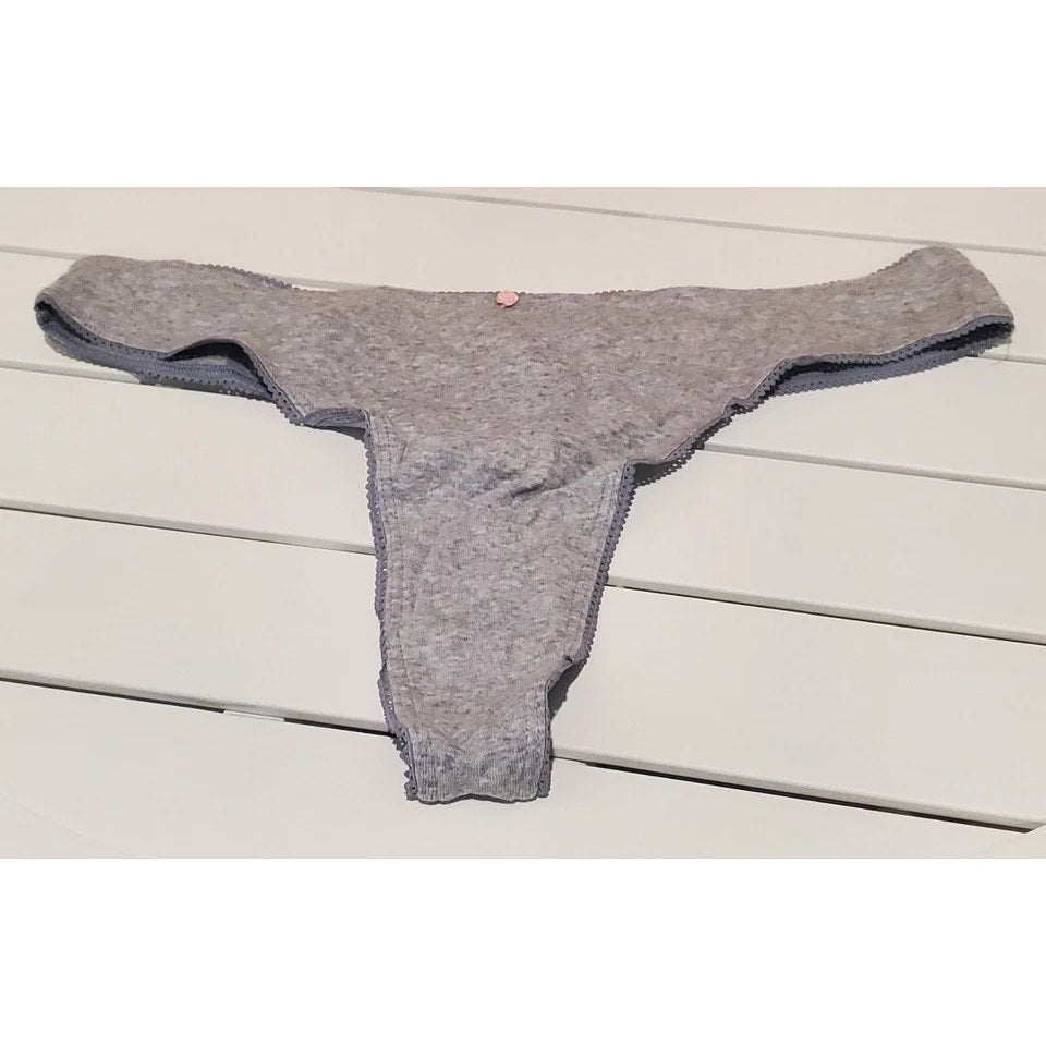 Victoria's Secret High Cut Thong Panty 100% Cotton Soft Comfortable Gray 8/XL