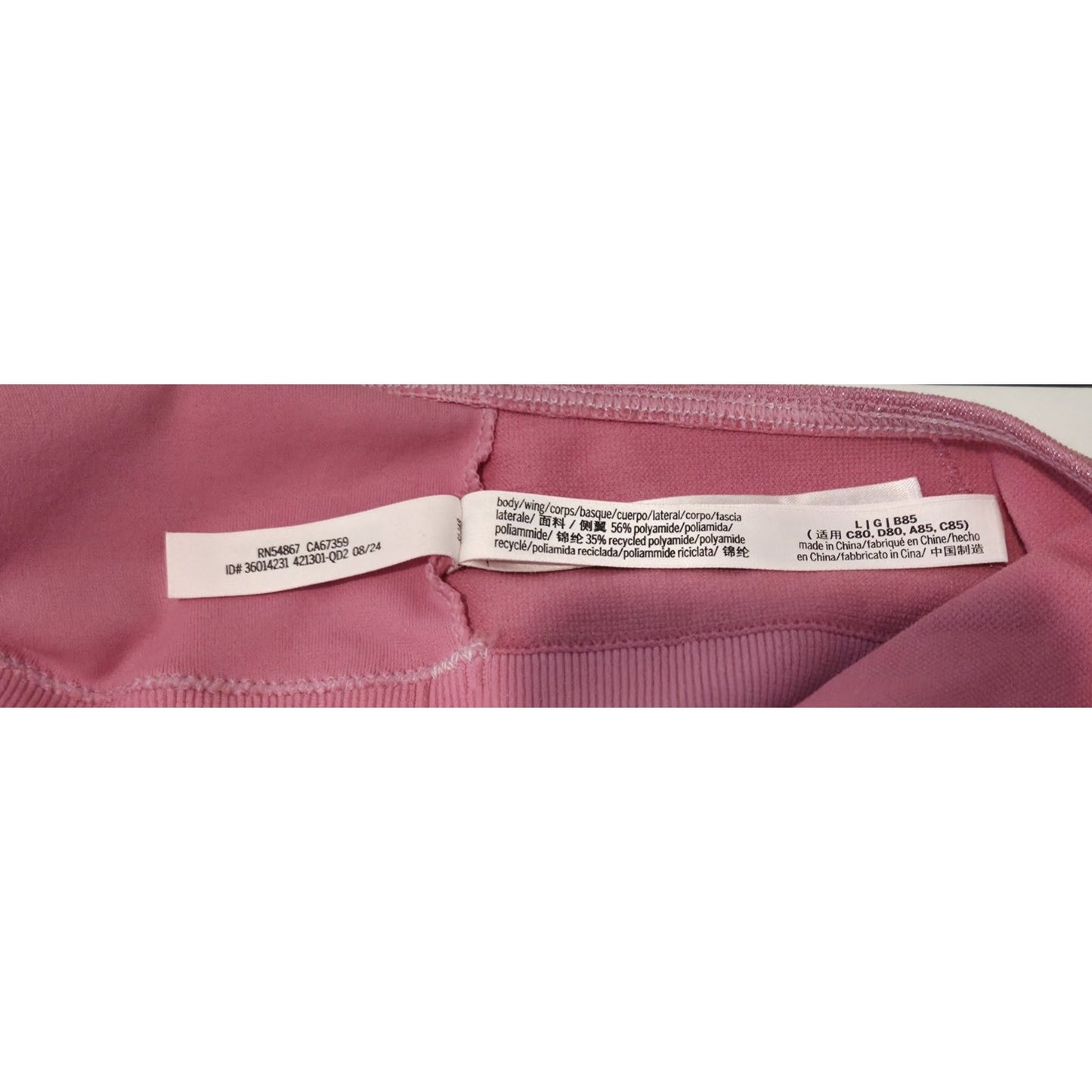 Victoria's Secret PINK Shimmer Plunge Sports Bra Light Support Pink L