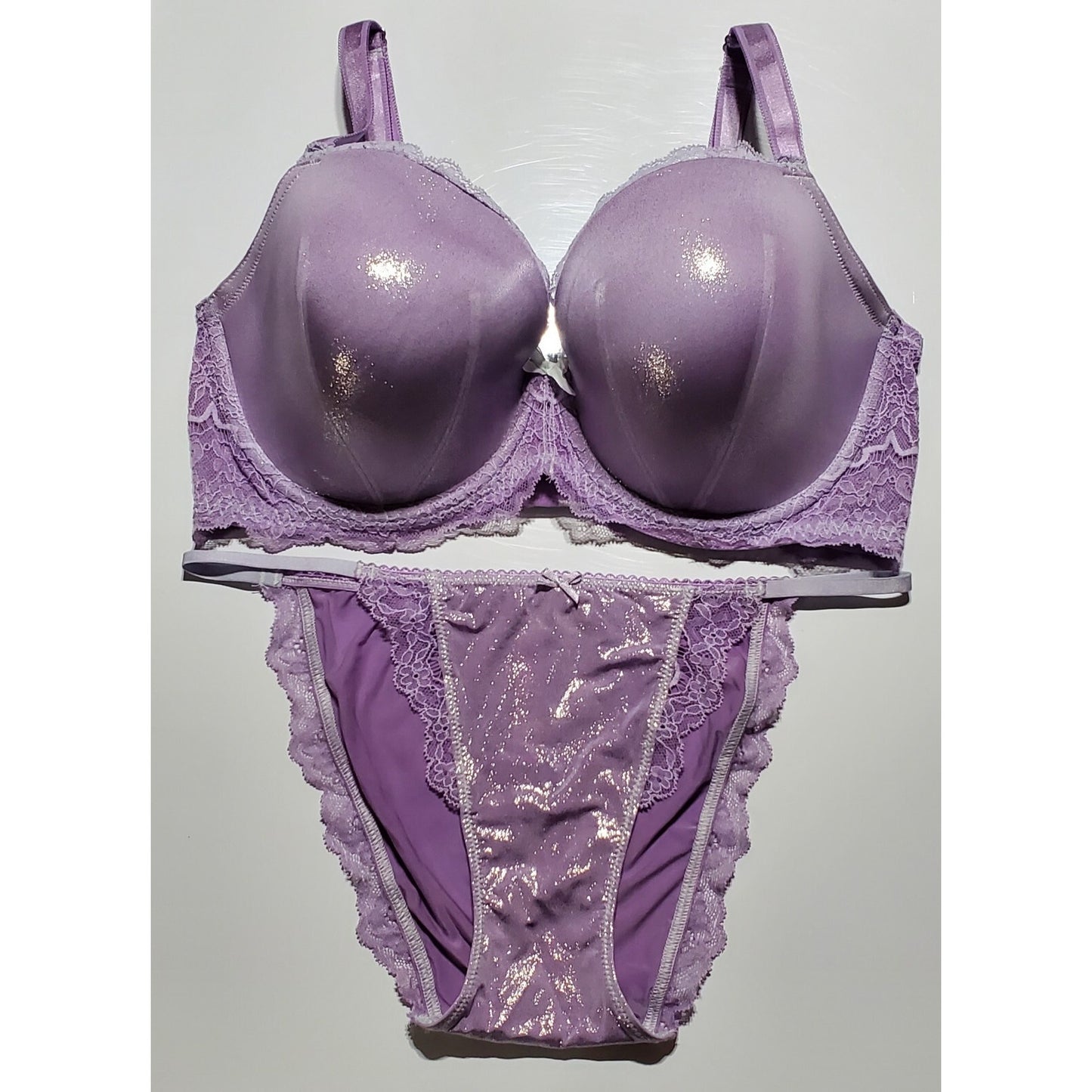 Victoria's Secret Dream Angels Bra & String Bikini Set 36DD 6/M PURPLE Glacier