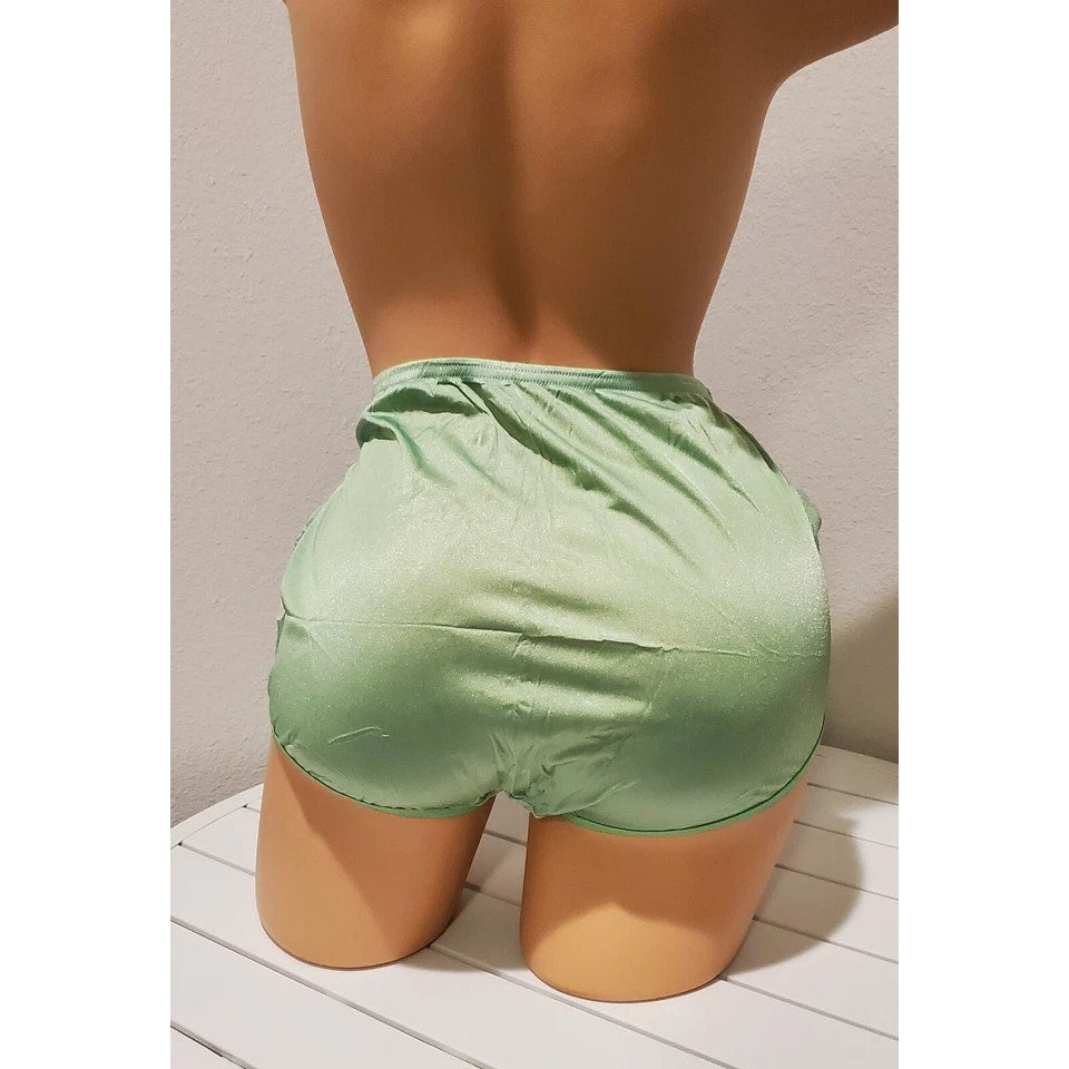 Vanity Fair Lace Nouveau Nylon Full Cut Panty Lace Shiny Paris Green 8/XL