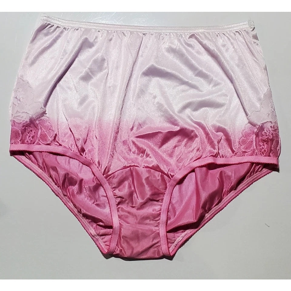 Vanity Fair Lace Nouveau Nylon Full Cut Panty Lace Shiny Ombre Vixen Pink