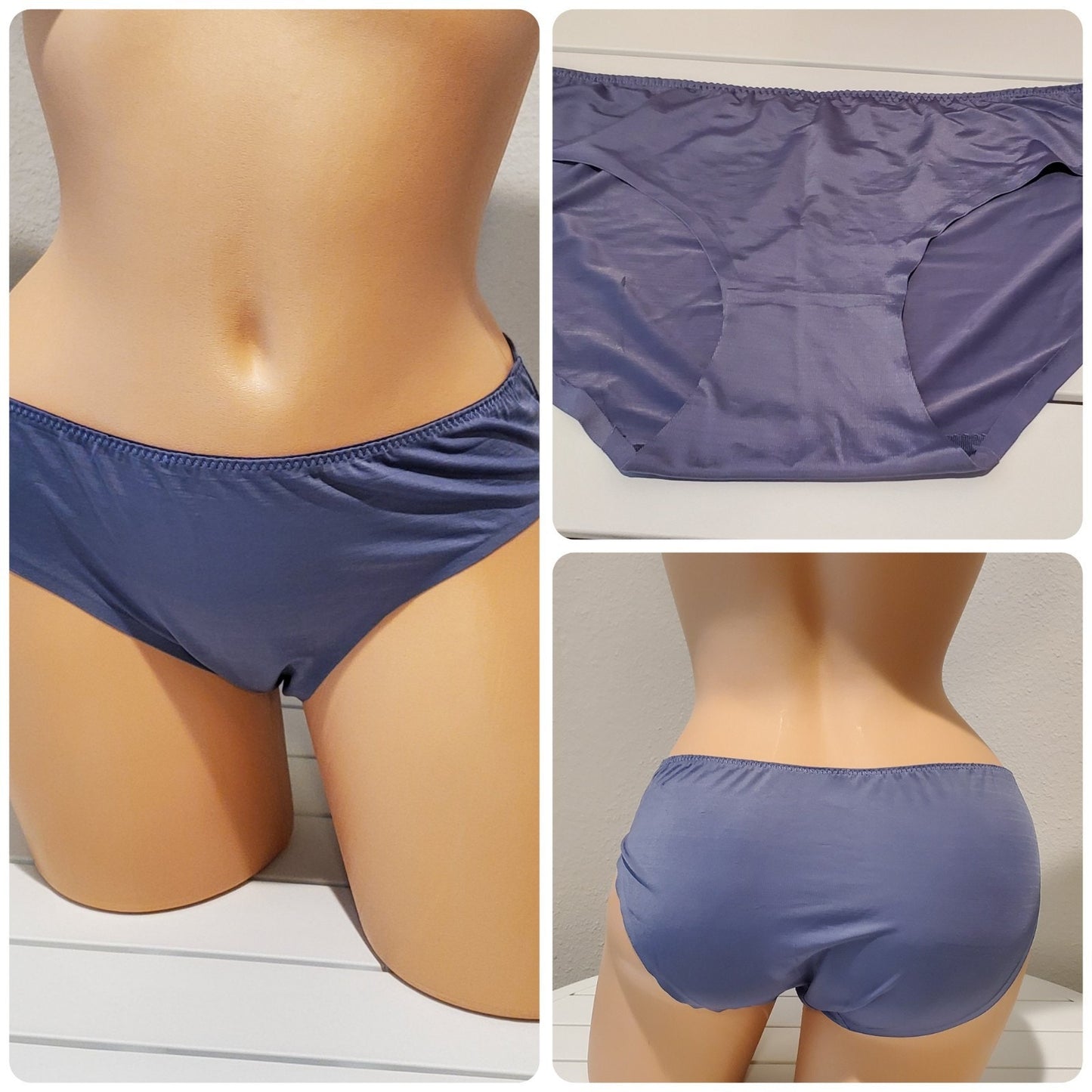 Sofra LP7269PKX3 Satin Stretch Bikini Panty Shiny Wet Look Blue 9/2XL