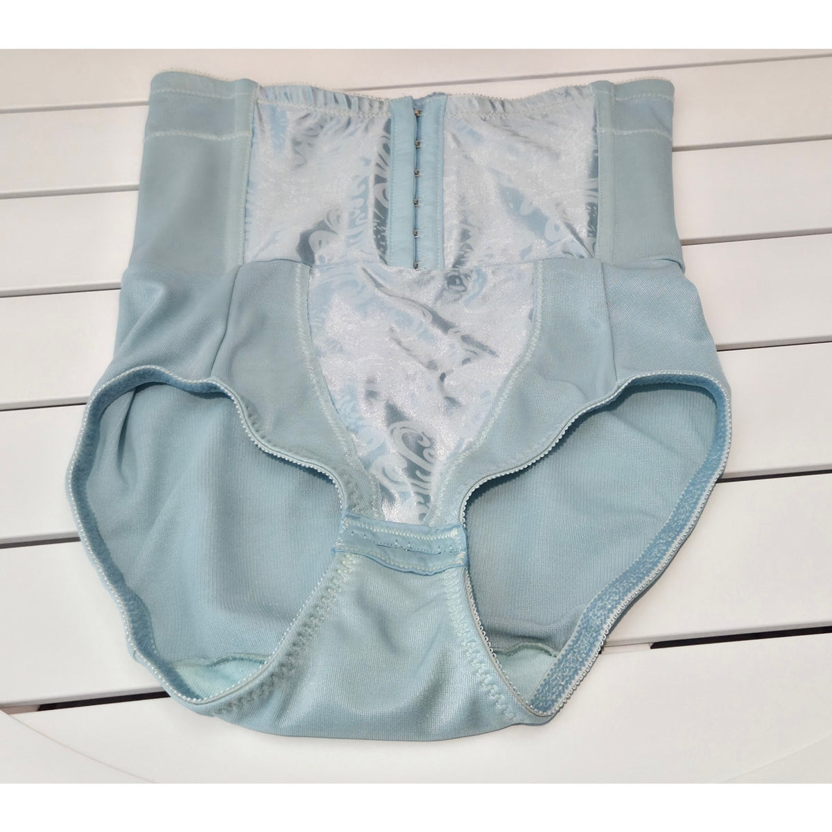 Cupid 5065 Nylon Spandex High Waist Shaping Brief Floral Satin Clear Blue M Rare