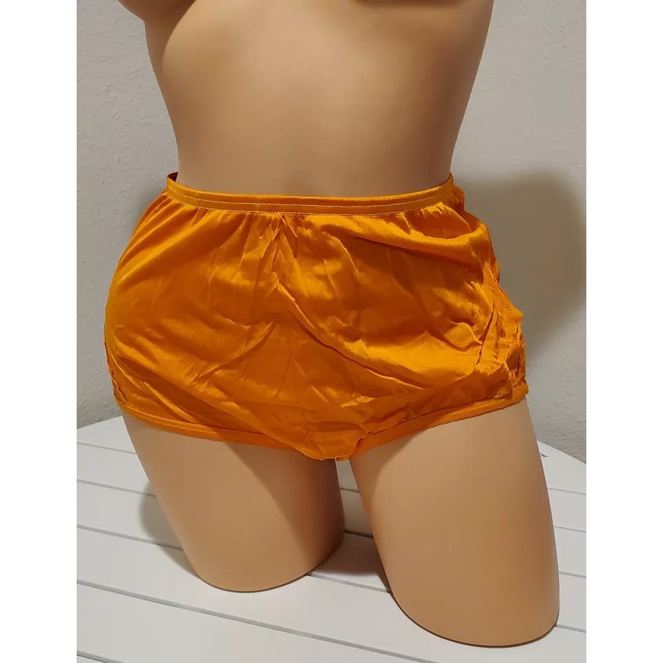 Vanity Fair Lace Nouveau Nylon Full Cut Panty Lace Shiny Orange Shock