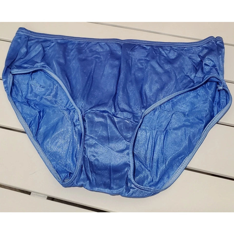 Shadowline 11032 Bikini Panty Shiny Nylon Full Cut Silky Blue Eyes