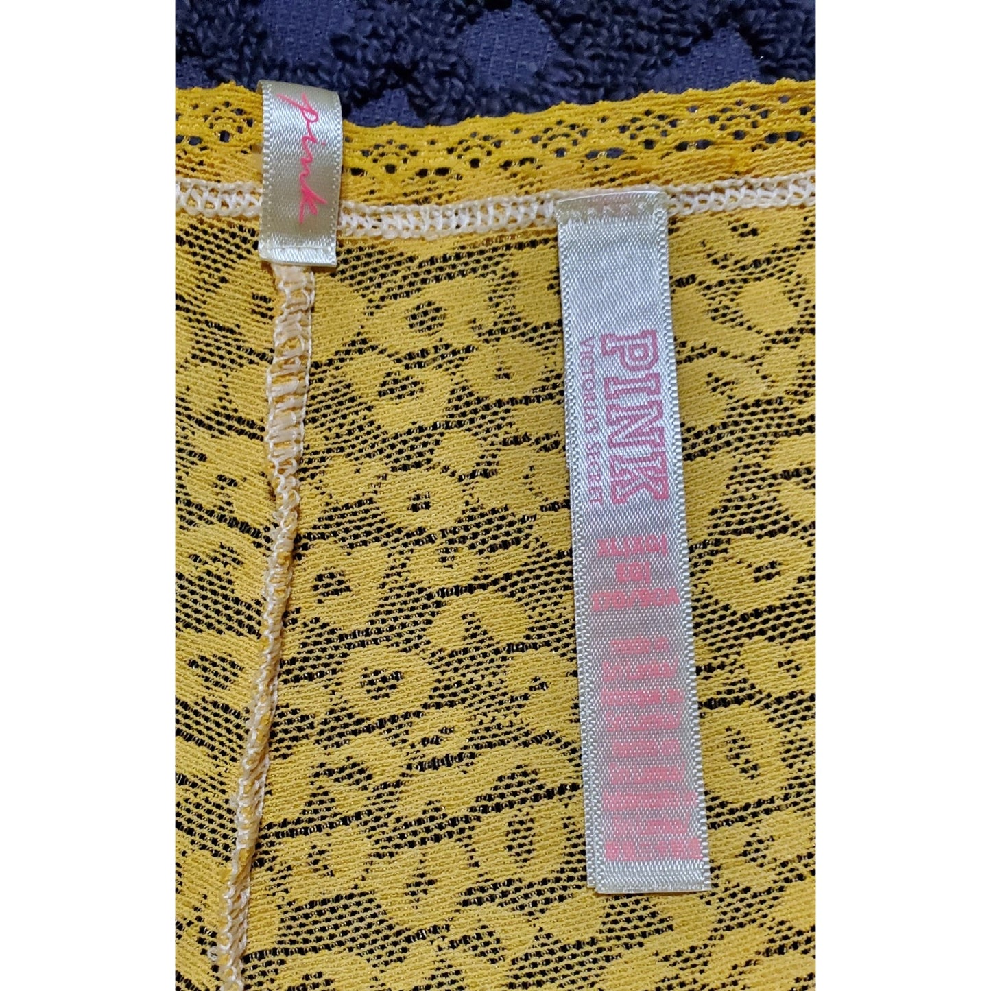 Victoria's Secret PINK Leopard All Lace Cheekster Panty Tulip Yellow 8/XL