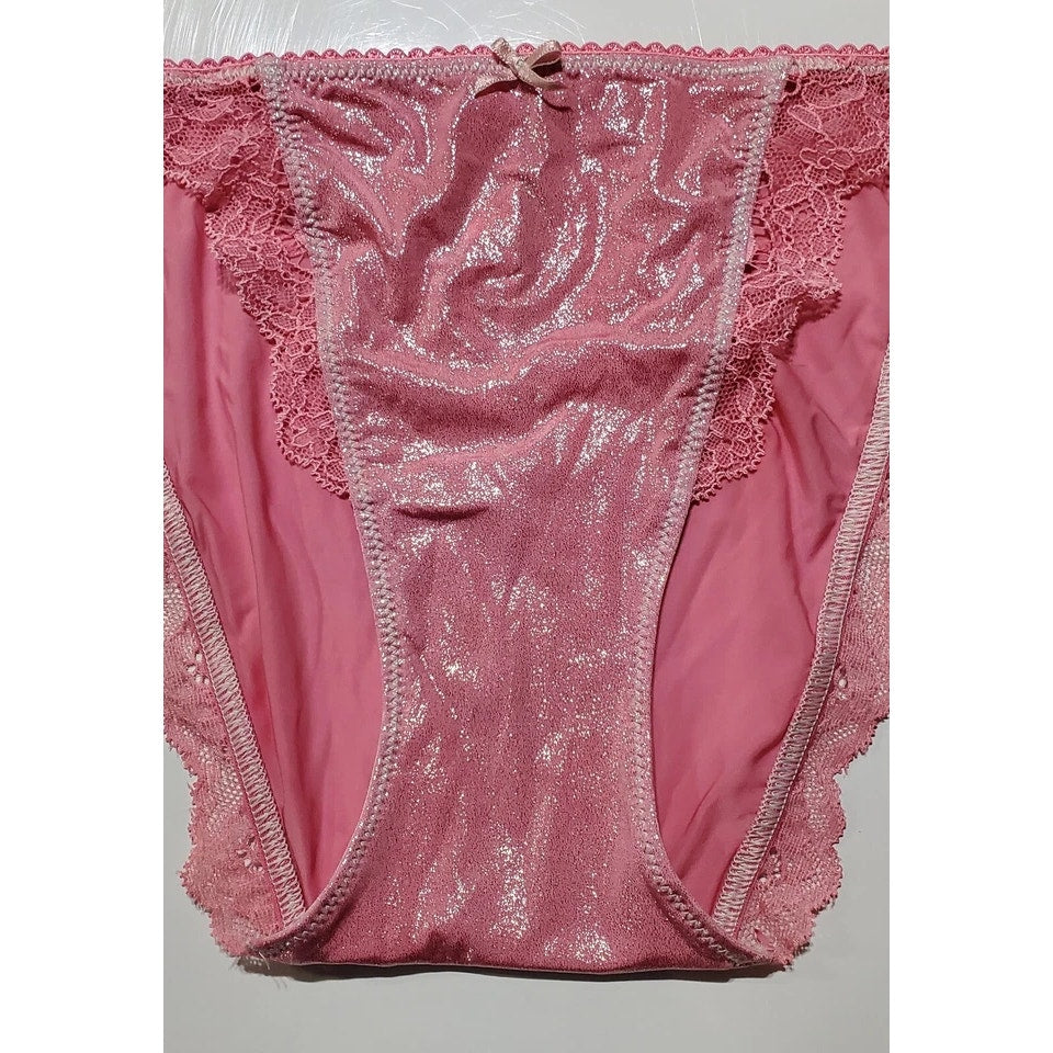 Victoria's Secret Dream Angels String Bikini Panty Shiny Lace Pink Watermelon XS