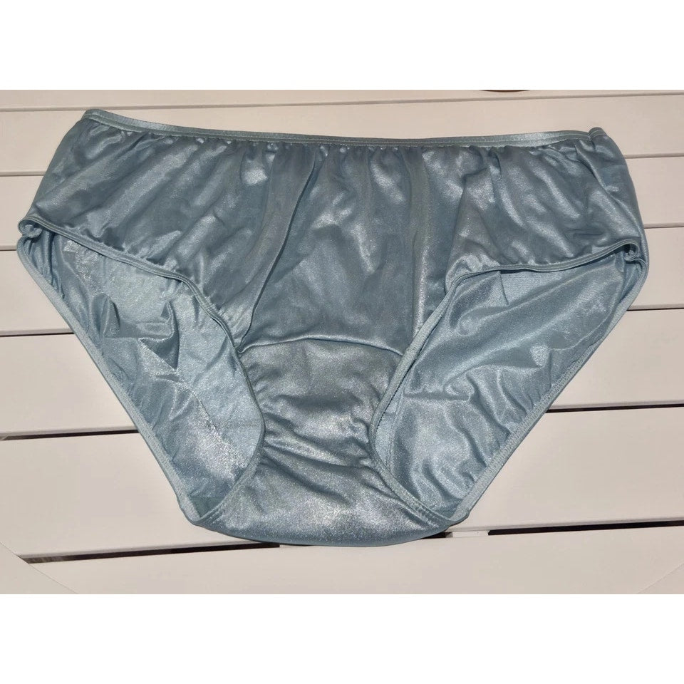 Shadowline 11032 Bikini Panty Shiny Nylon Full Cut Silky Hypersea Blue 10/3XL
