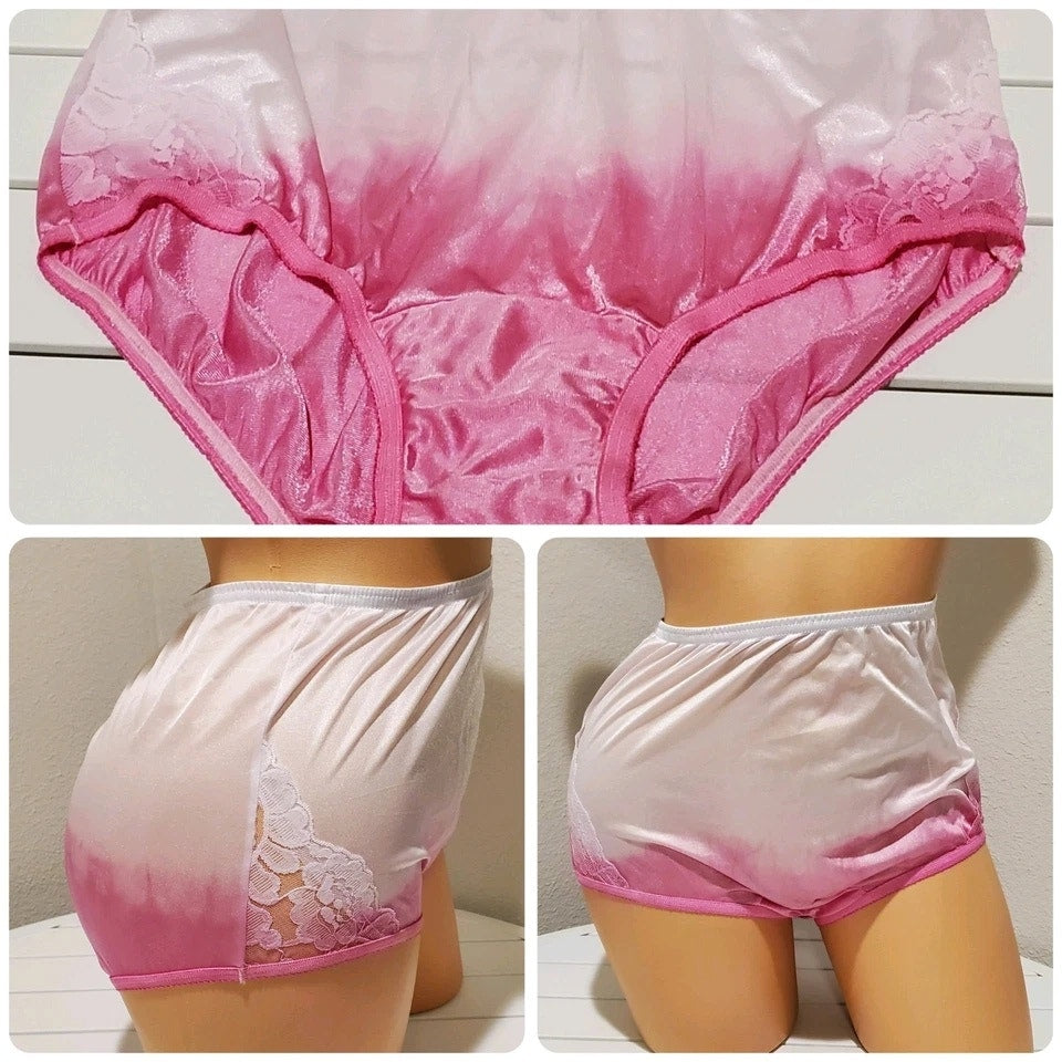 Vanity Fair Lace Nouveau Nylon Full Cut Panty Lace Shiny Ultimate Pink Static