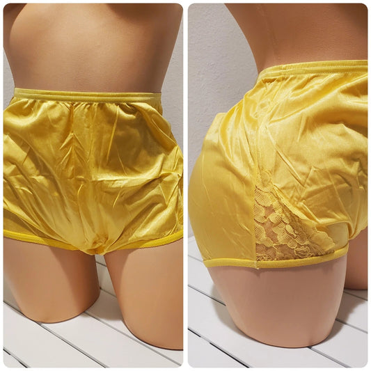 Vanity Fair Lace Nouveau Nylon Full Cut Panty Lace Shiny Yellow Gold 10/3XL - Star Vintage & More Star Vintage And More LLC