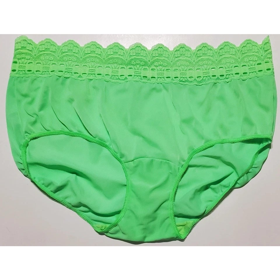 Olga Secret Hug Full Coverage Brief Panty Nylon Silky Poison Apple Green