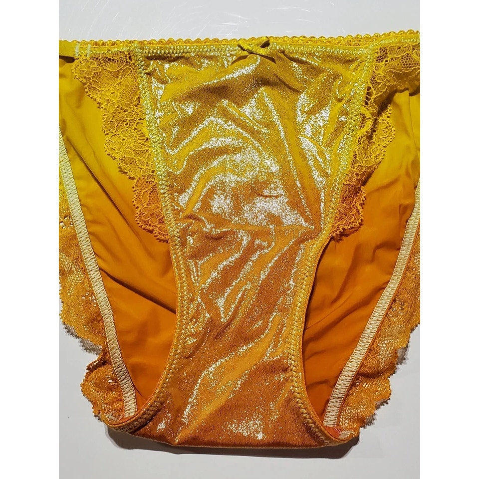 Victoria's Secret Dream Angels String Bikini Panty Shiny Sunrise Yellow Orange