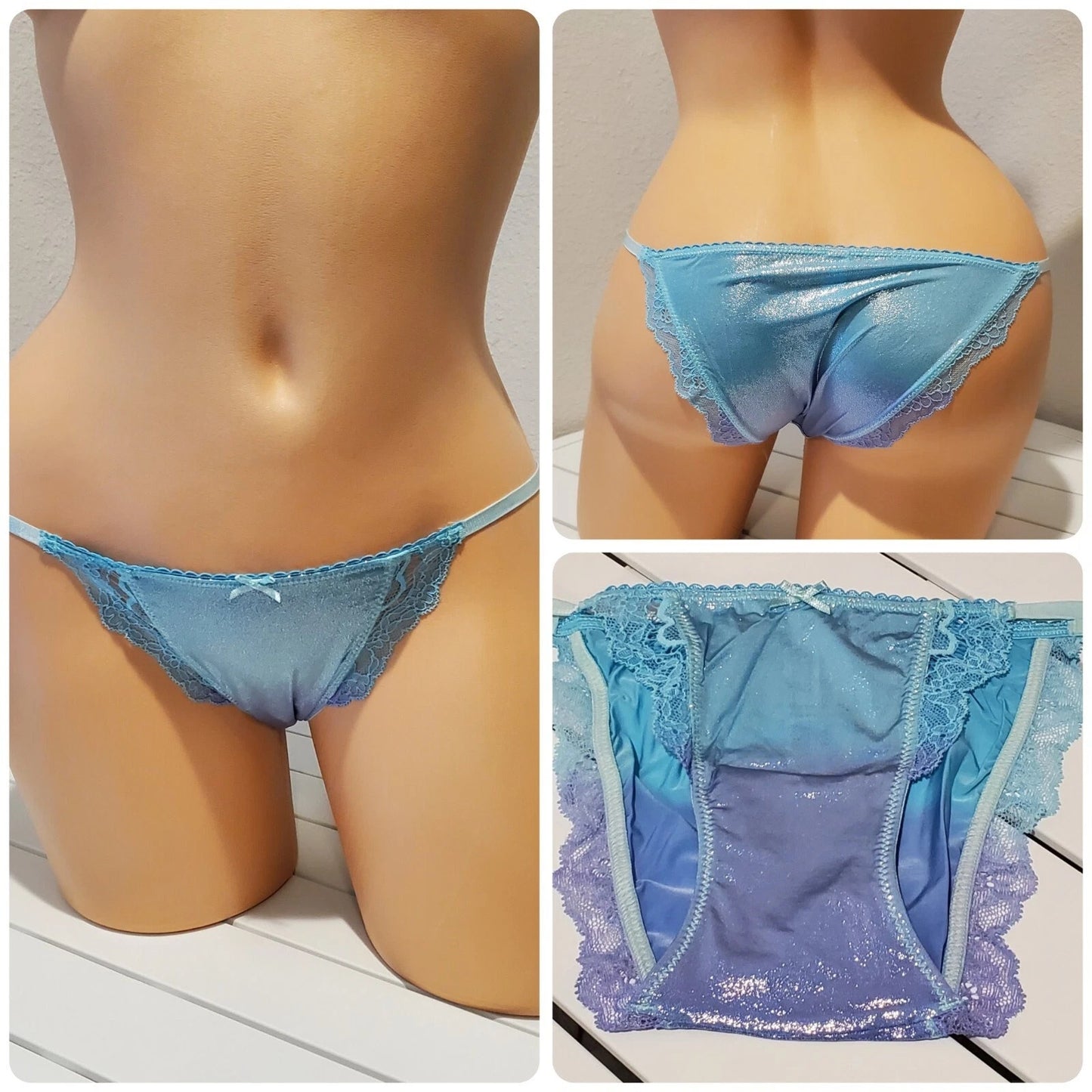 Victoria's Secret Dream Angels String Bikini Panty Shiny Lace Ombre Hypnotize XS