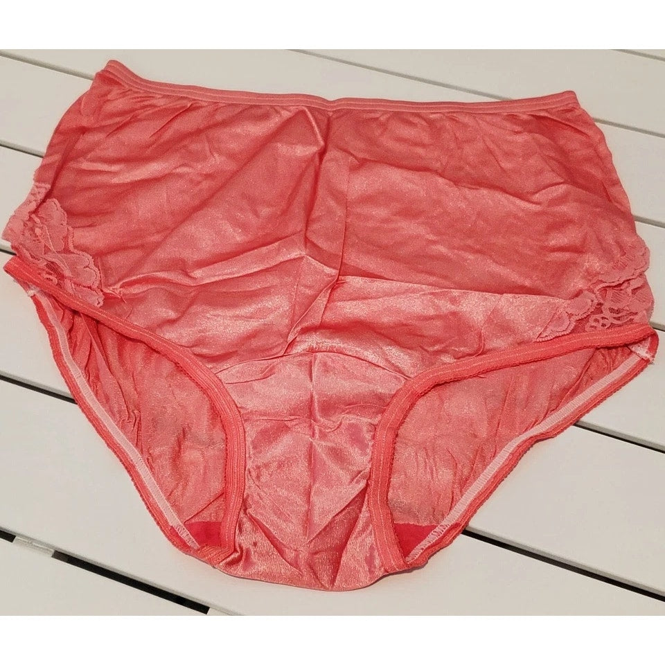 Vanity Fair Lace Nouveau Nylon Full Cut Panty Lace Shiny Bubblegum Pink