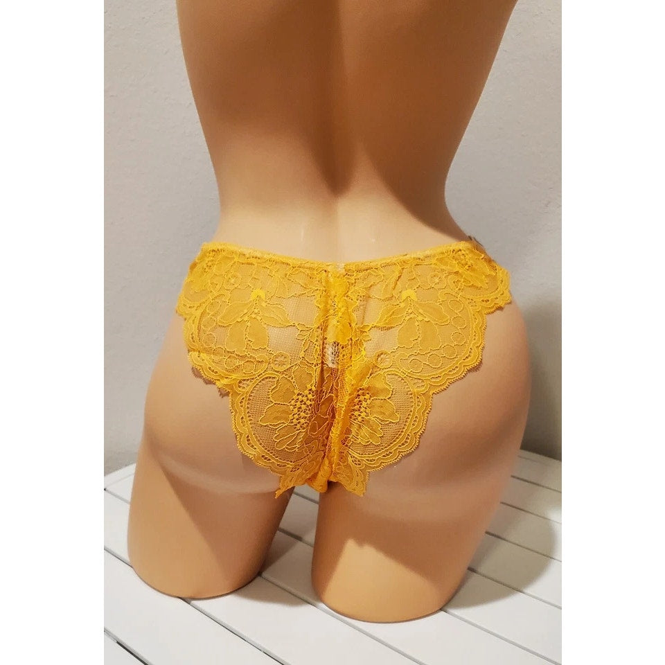Victoria's Secret Double Shine Strap Brazilian Panty All Lace Electric Orange
