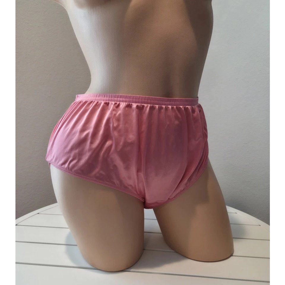 Shadowline 11032 Bikini Panty Shiny Nylon Full Cut Silky Pink Flash 10/3XL