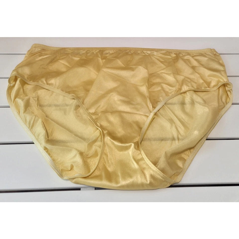 Shadowline 11032 Bikini Panty Shiny Nylon Full Cut Silky Sunbeam Yellow 10/3XL