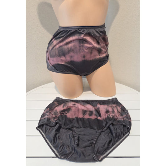 Vanity Fair Lace Nouveau Shiny Nylon Brief Panty Lot of 2 Rainbow Black Pink 6/M Star Vintage And More LLC