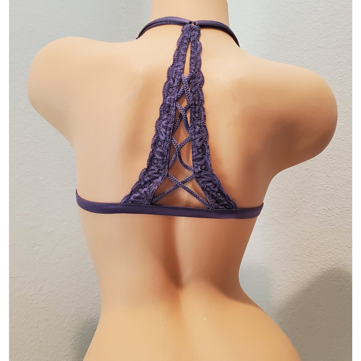 Victoria's Secret Vintage Lounge Floral Bralette Racerback Deep Purple S