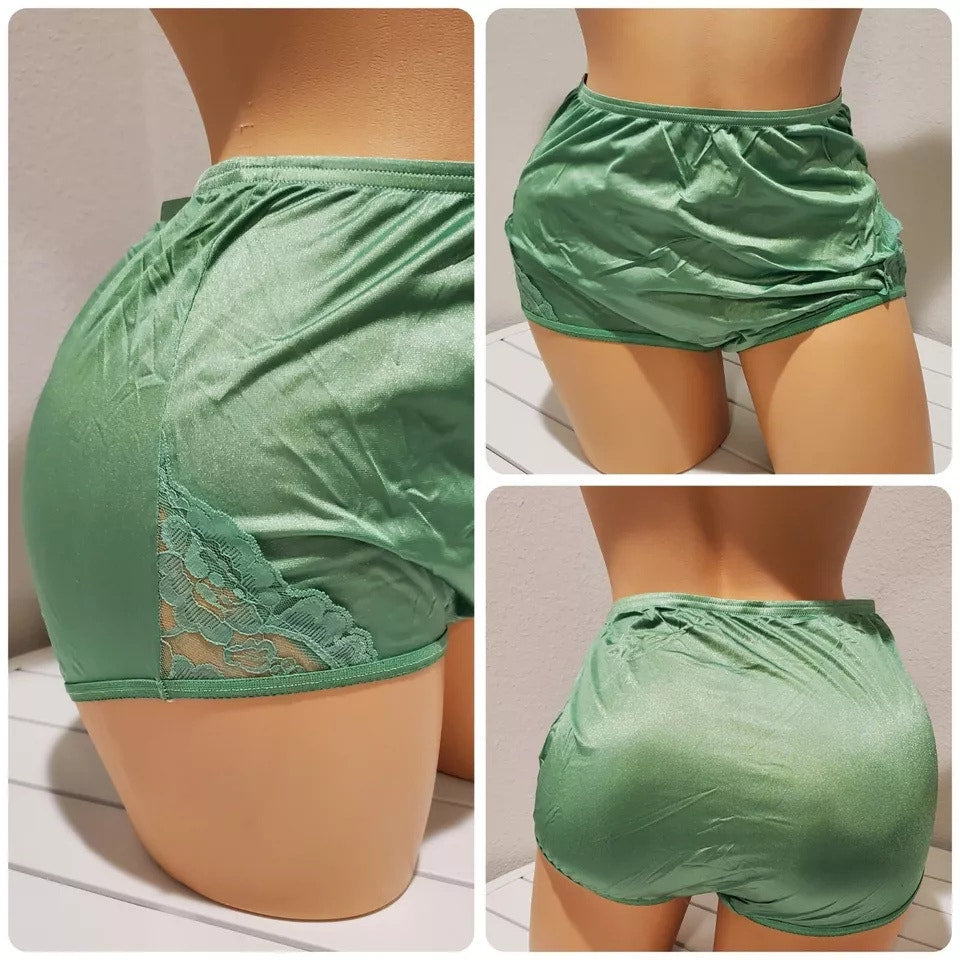 Vanity Fair Lace Nouveau Nylon Full Cut Panty Lace Shiny Sea Green
