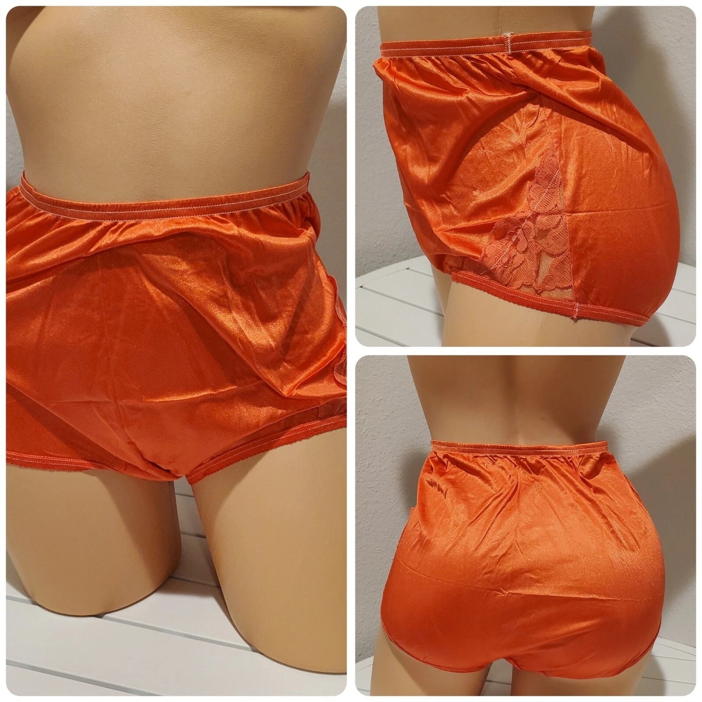Vanity Fair Lace Nouveau Nylon Full Cut Panty Lace Shiny Orange Creamsicle
