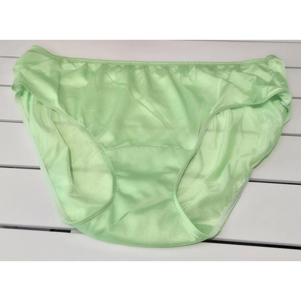 Shadowline 11032 Bikini Panty Shiny Nylon Full Cut Silky Green Poison Apple