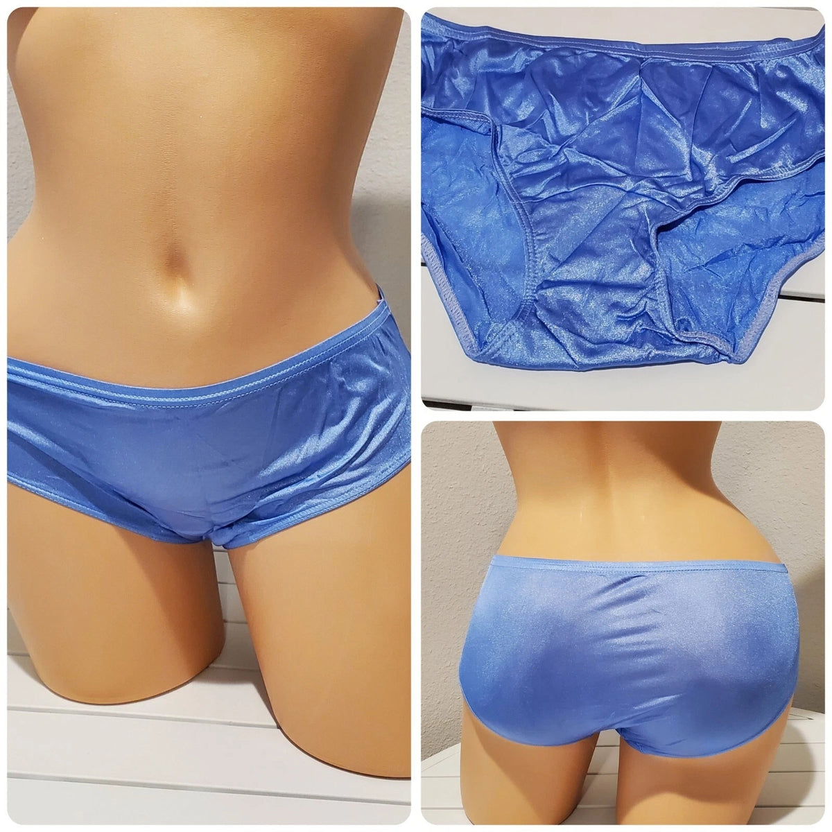 Shadowline 11032 Bikini Panty Shiny Nylon Full Cut Silky Cloud 9 Blue 5/S