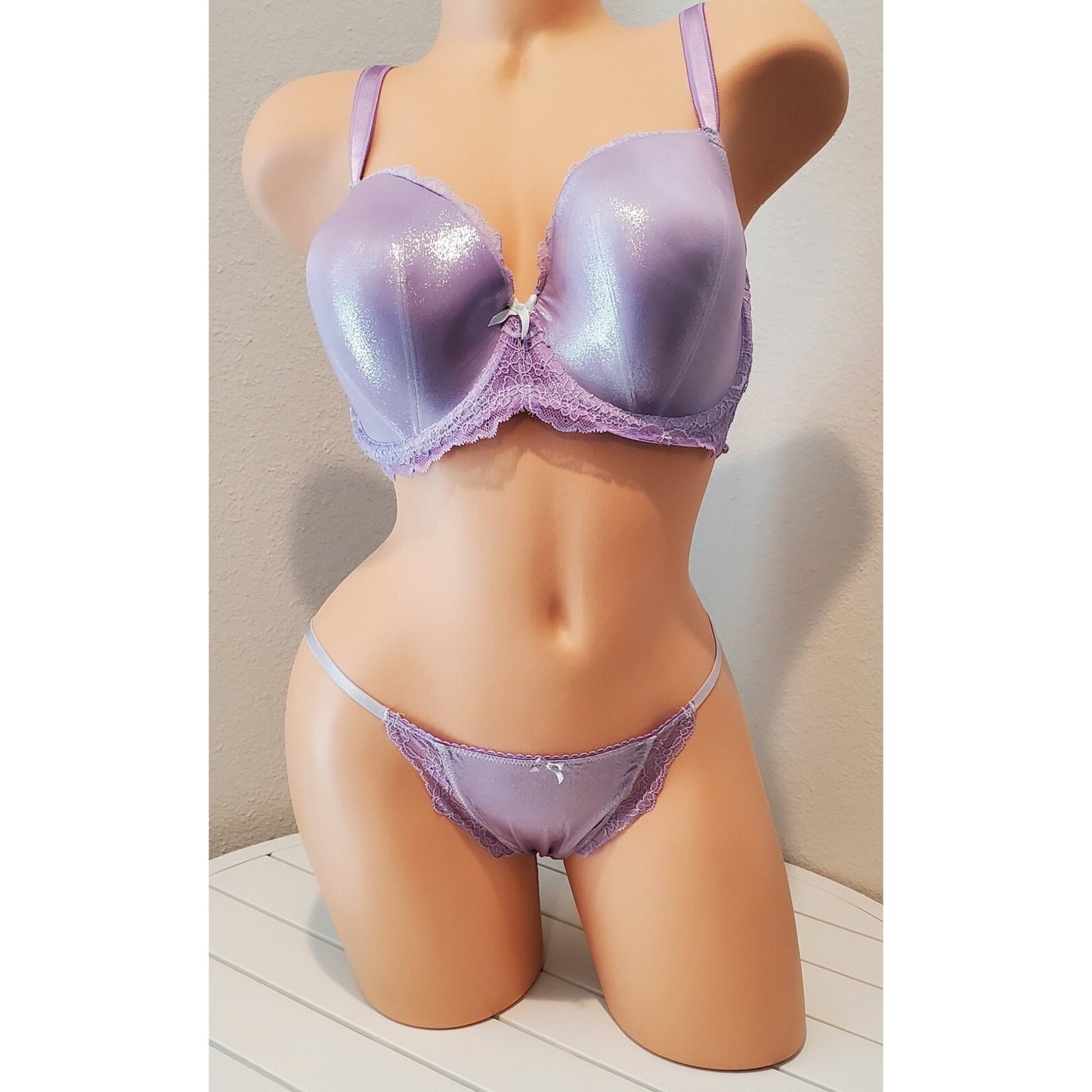 Victoria's Secret Dream Angels Bra & String Bikini Set 36DD 6/M PURPLE Glacier