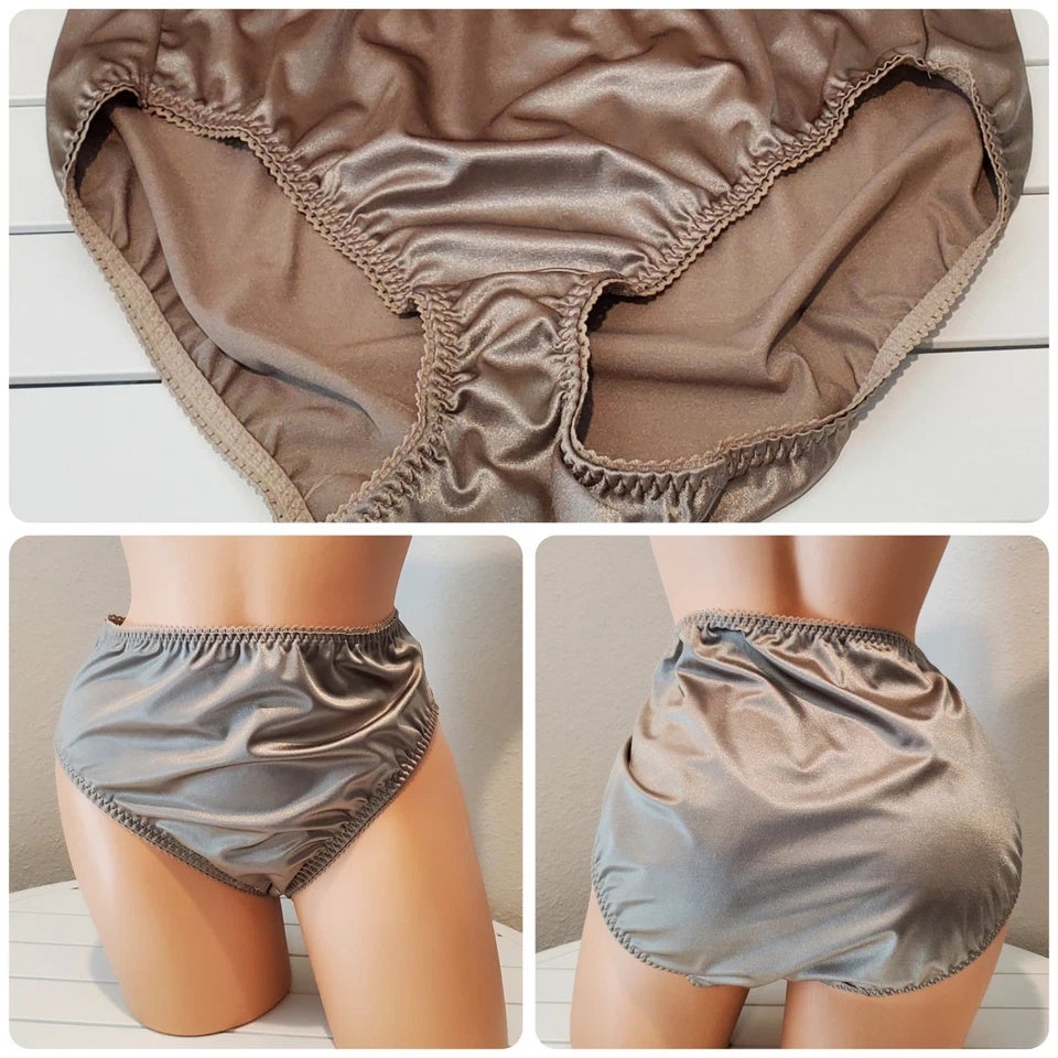 Vanity Fair 48301 Nylon Satin Stretch Hi Cut Brief Panty Muted Gold 9/2XL