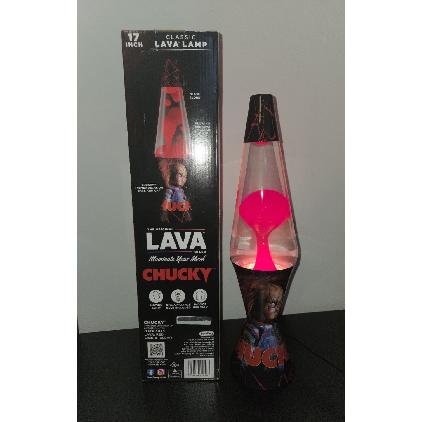 New Lava Lamp Chucky Child's Play 17" Lava 32 Oz Red Wax Clear Liquid Horror