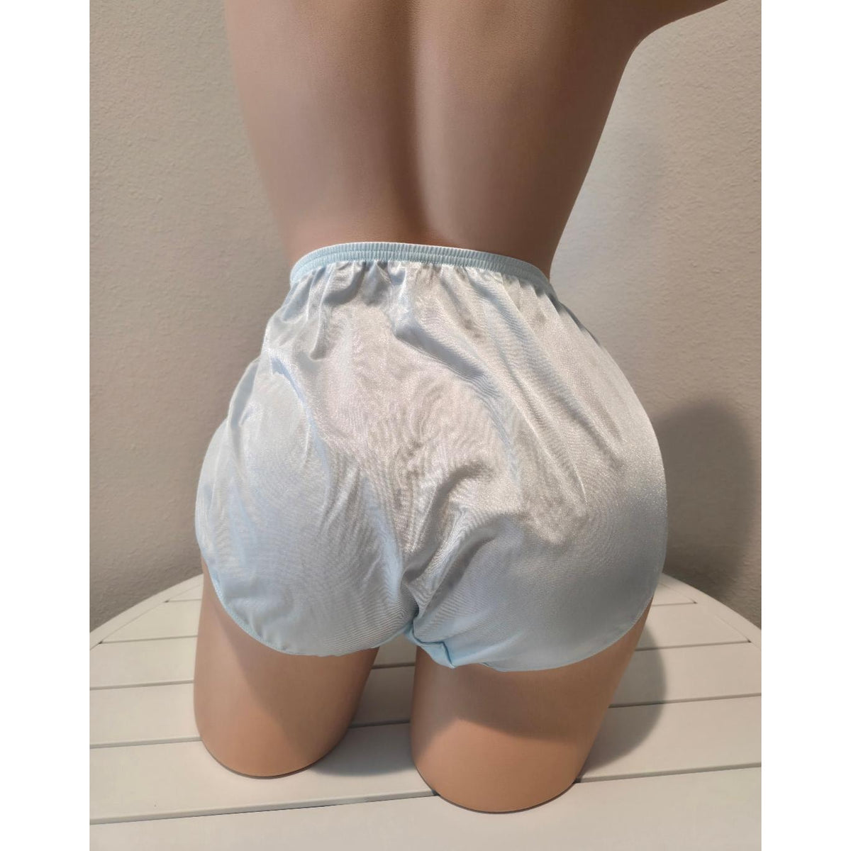 Shadowline 11032 Bikini Panty Shiny Nylon Full Cut Silky Clear Blue 9/2XL