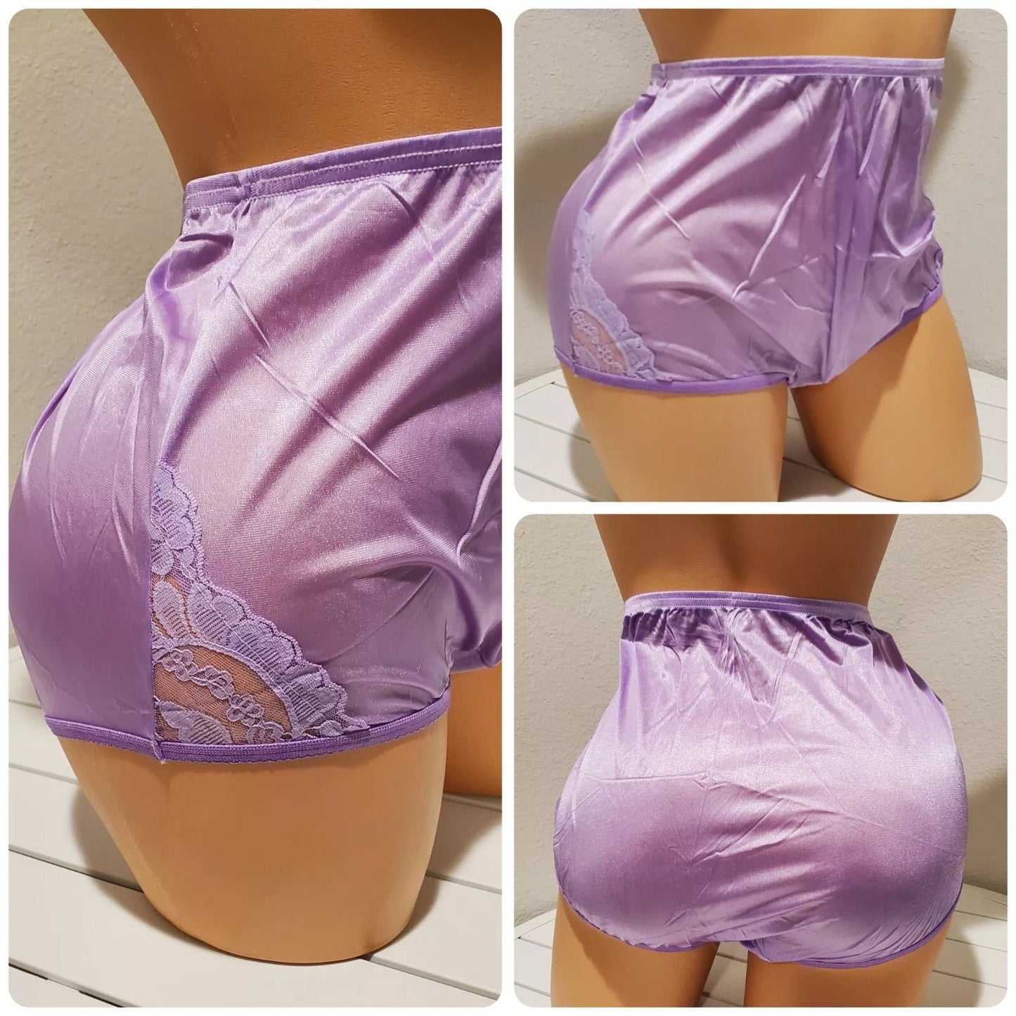 Vanity Fair Lace Nouveau Nylon Full Cut Panty Lace Shiny Electric Purple