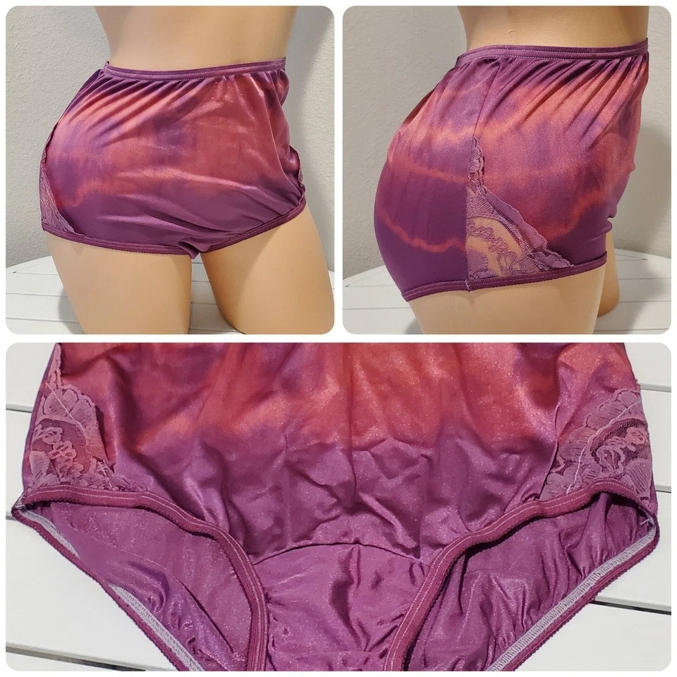 Vanity Fair Lace Nouveau Nylon Full Cut Panty Rainbow Shift Razzle Purple 6/M
