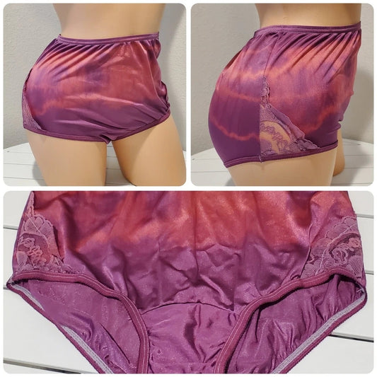 Vanity Fair Lace Nouveau Nylon Full Cut Panty Rainbow Shift Razzle Purple 6/M Star Vintage And More LLC