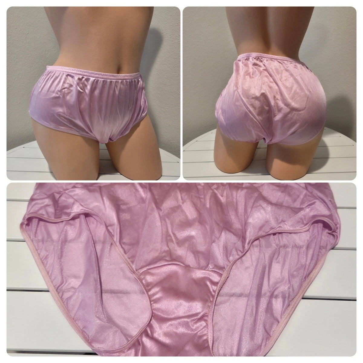 Shadowline 11032 Bikini Panty Shiny Nylon Full Cut Silky Y2K Pink 9/2XL - Star Vintage & More