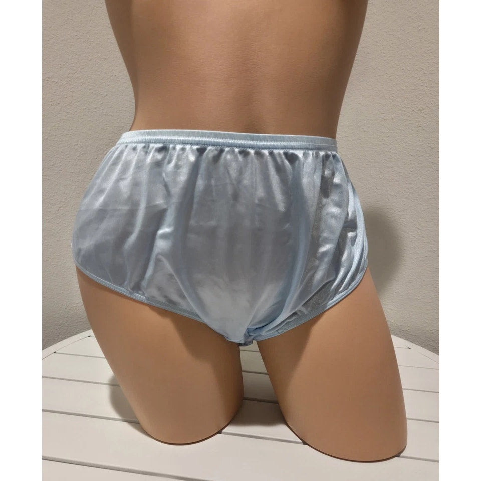 Shadowline 11032 Bikini Panty Shiny Nylon Full Cut Silky Baby Blue