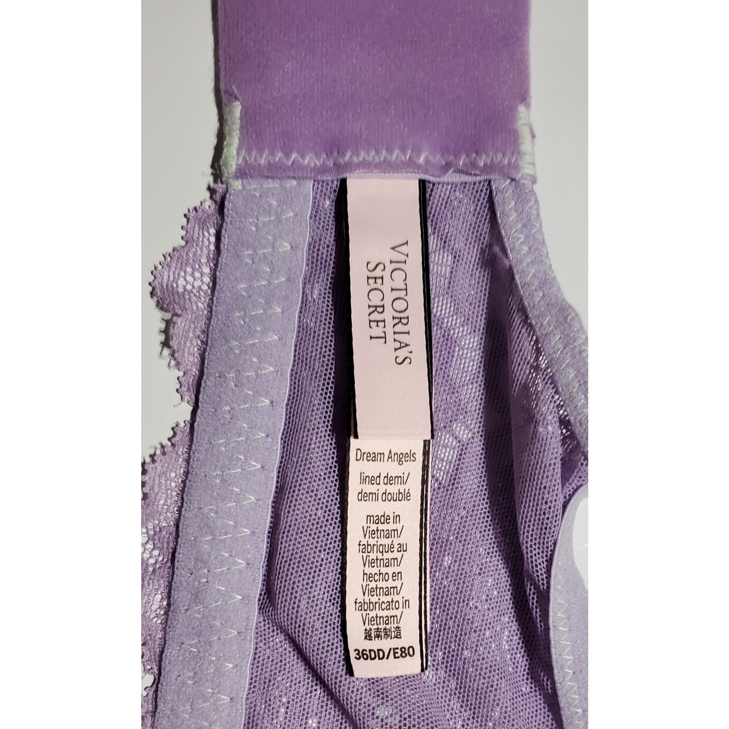 Victoria's Secret Dream Angels Bra & String Bikini Set 36DD 6/M PURPLE Glacier