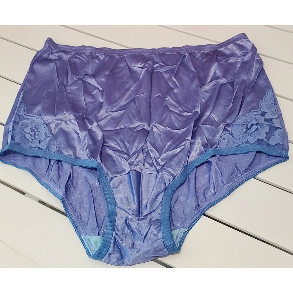 Vanity Fair Lace Nouveau Nylon Full Cut Panty Lace Shiny Purple Hypnotize 7/L