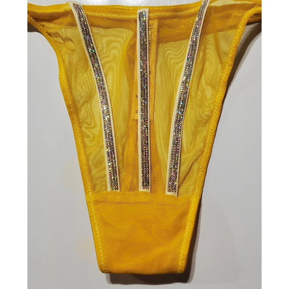 Victoria's Secret Very Sexy Shine Strap Thong Panty Semi Sheer Carnation Yellow