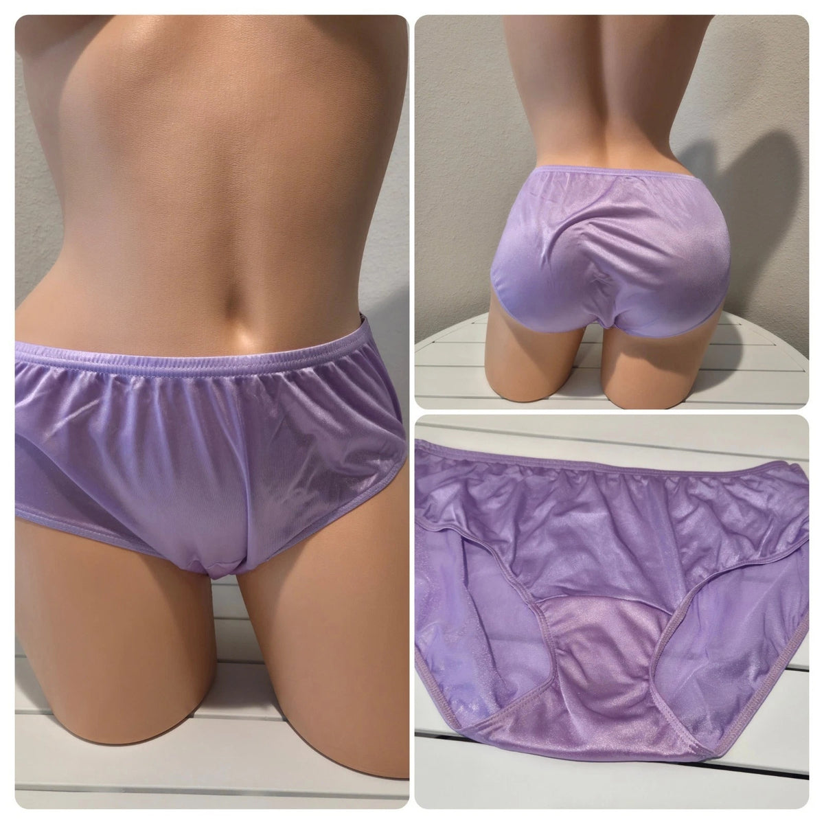Shadowline 11032 Bikini Panty Shiny Nylon Full Cut Silky Galaxy Purple 6/M