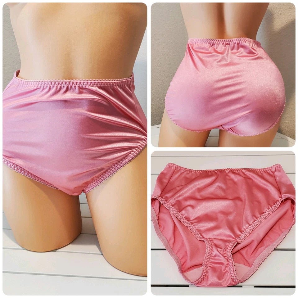 Vanity Fair 48301 Shiny Nylon Satin Stretch Hi Cut Brief Panty Pink Baby Doll