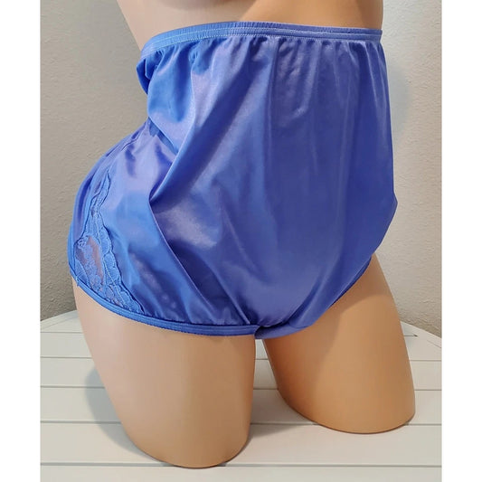 Vanity Fair Lace Nouveau Nylon Full Cut Panty Lace Shiny Maximum Blue - Star Vintage & More Star Vintage And More LLC