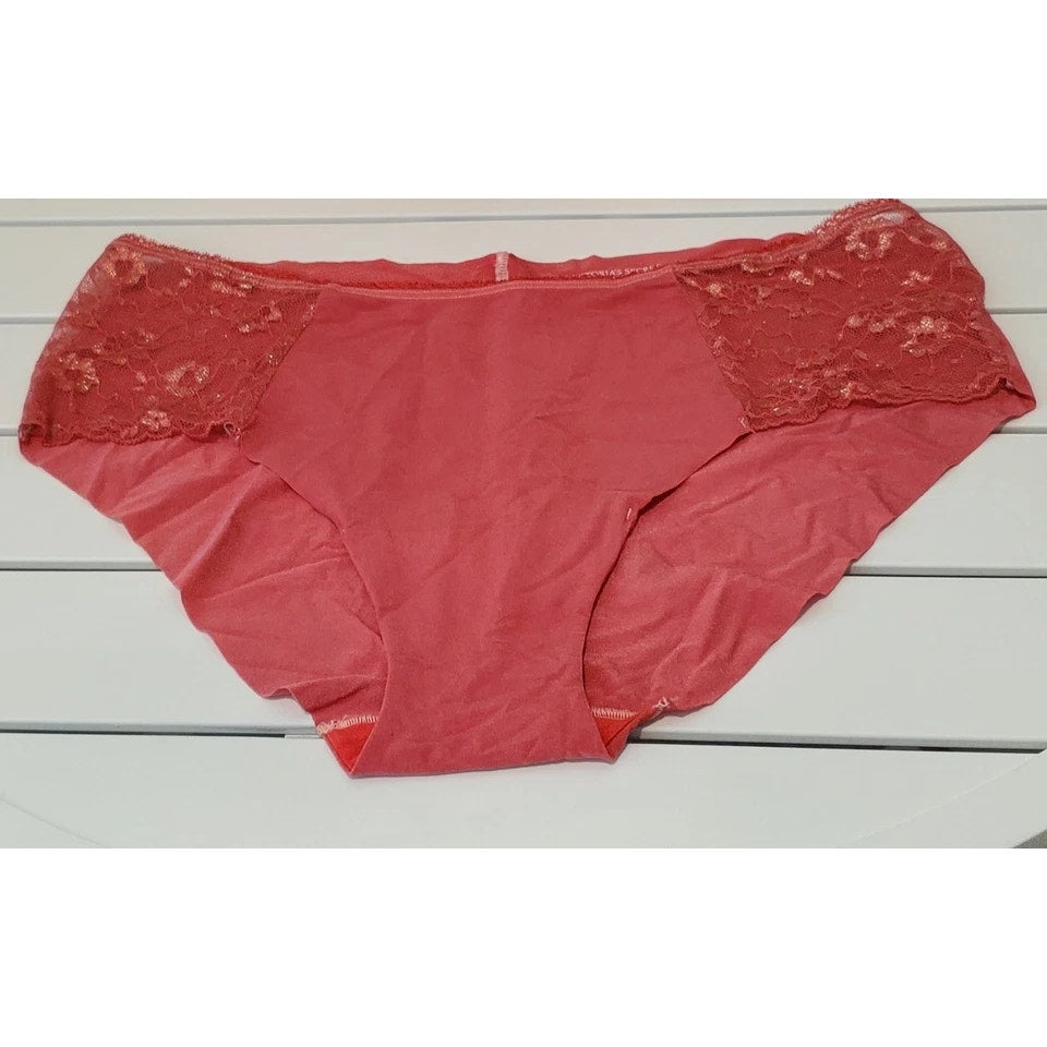 Victoria's Secret Stretch Satin Hiphugger Hipster Panty Lace Insets Pink Ruby 9