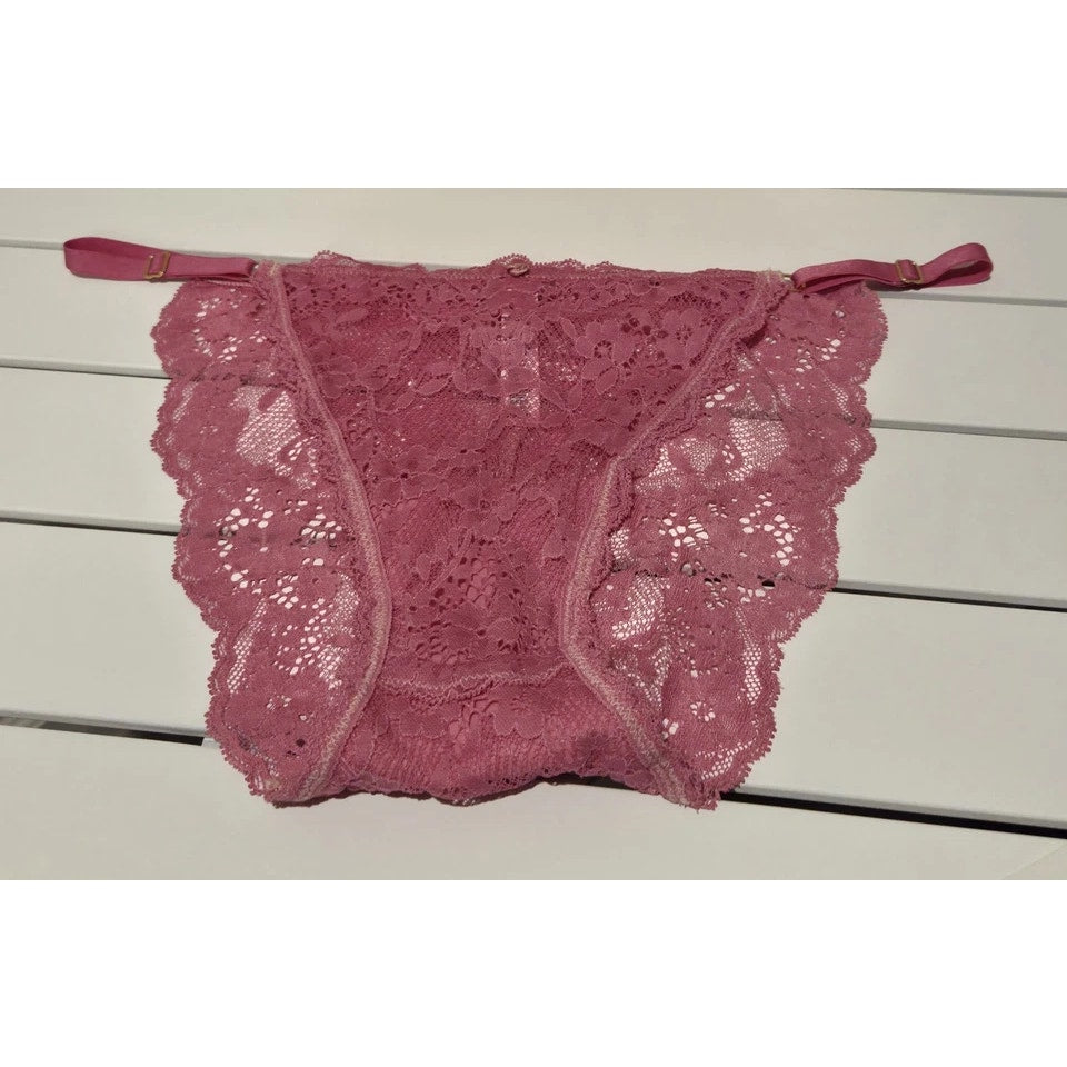 Victoria's Secret Dream Angels String Bikini Panty All Lace Hyper Pink 8/XL